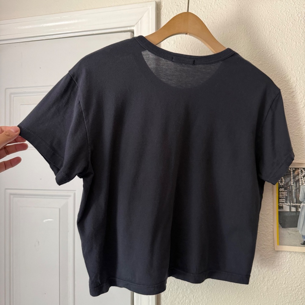 BUCK MASON navy blue supima cotton crew neck boxy cropped tee t-shirt - Picture 3 of 5